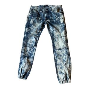Royal Seven RS7 Slim Fit Jogger Stylish Blue Distressed Men’s Jeans Size 36